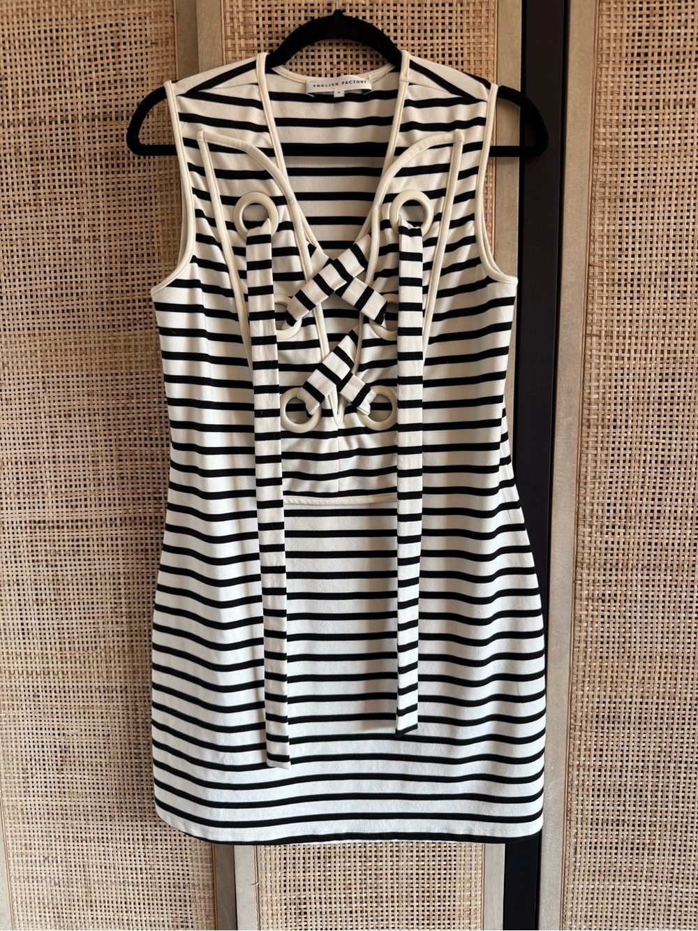 English Factory Black & White Striped Sleeveless Dress